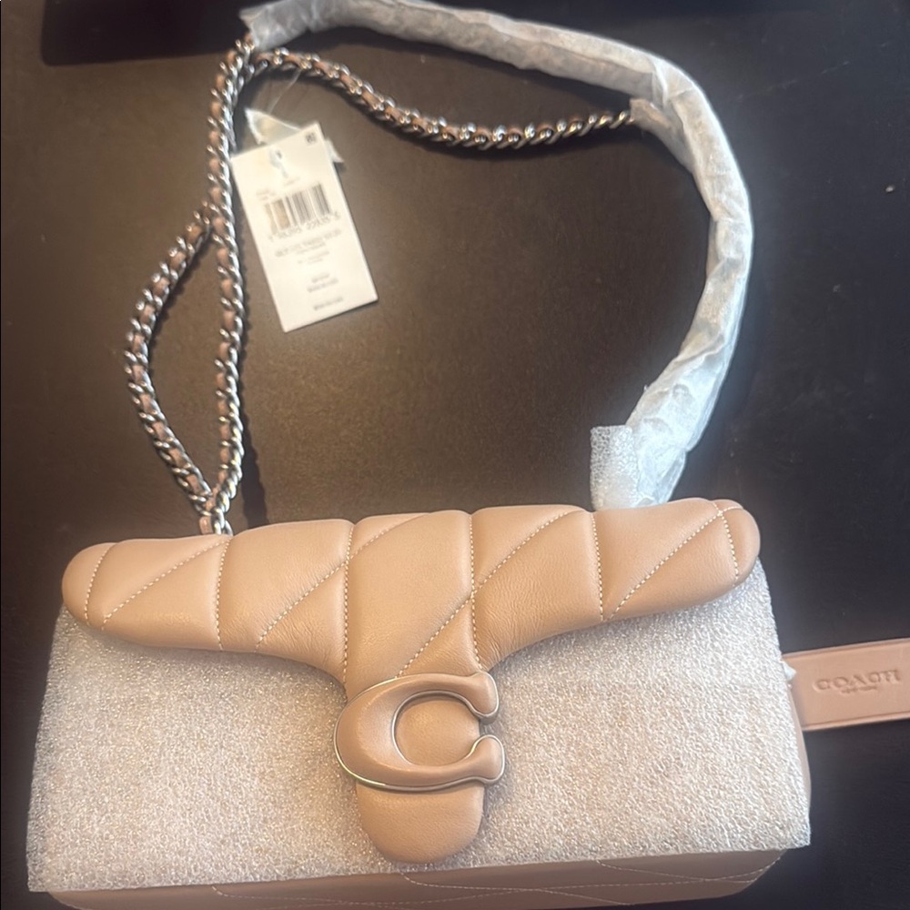 Coach Tan Quilted Tabby 20 Shoulder Bag with Chain Strap